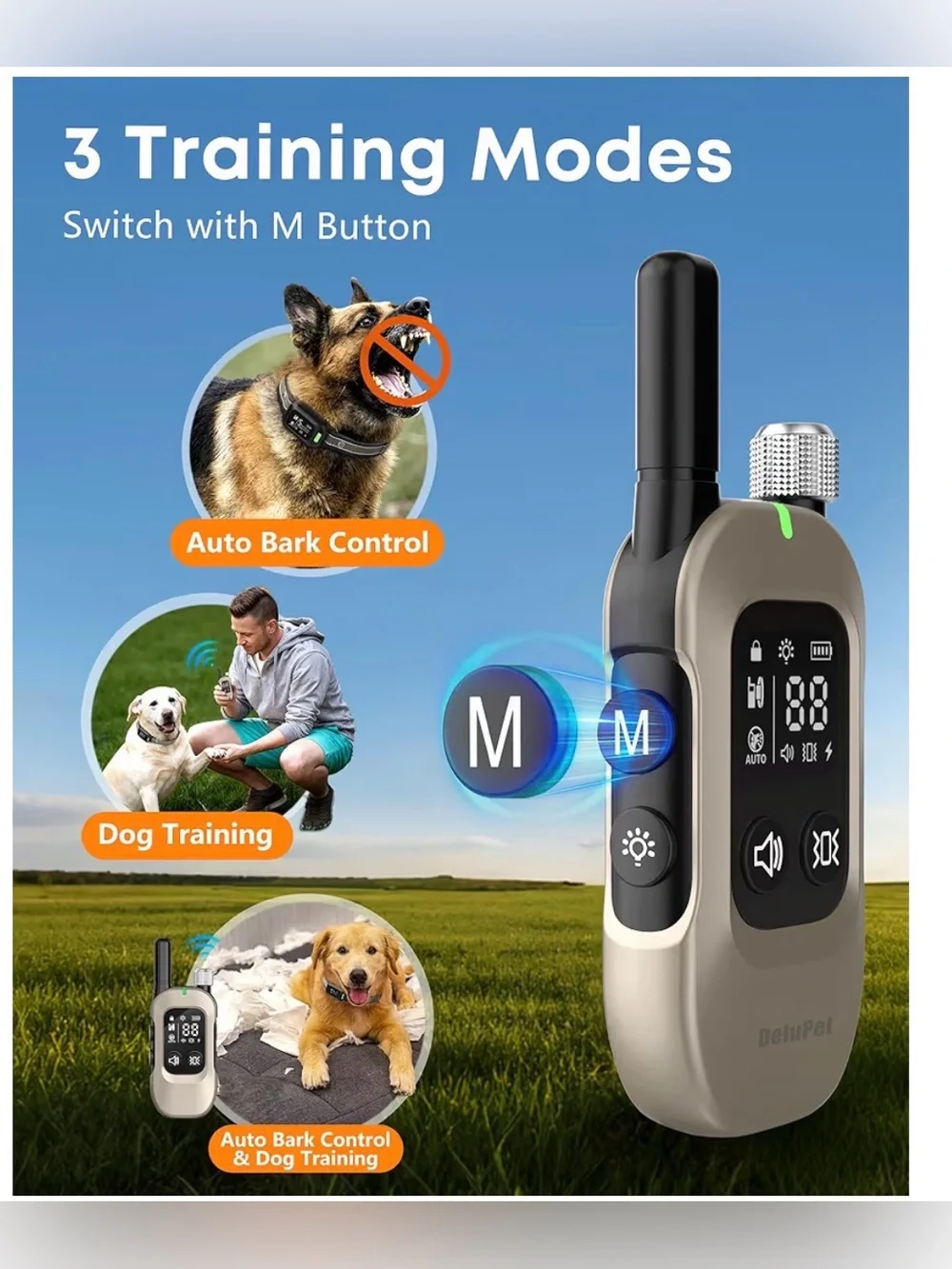 Delupet 2-In-1 Dog Bark & Shock Collar With Remote